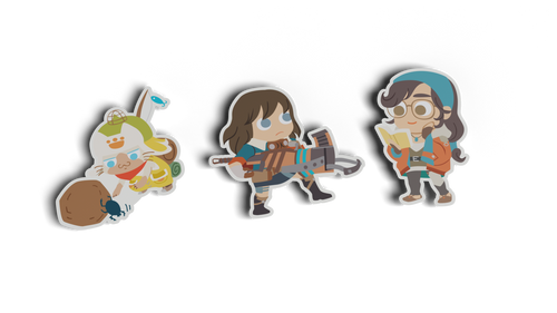 3 stickers : Palico, Chasseuse et Alma