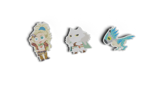 3 stickers : Gemma, Athos et Seikret